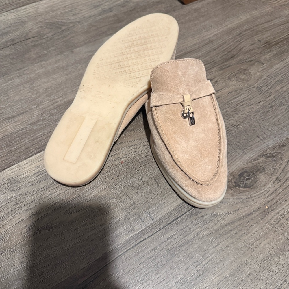 Loro Piana Sand Suede Slip-On Loafer Mules with Metal Bit - Picture 4 of 4